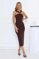 Gilded Nights Midi Dress Brown