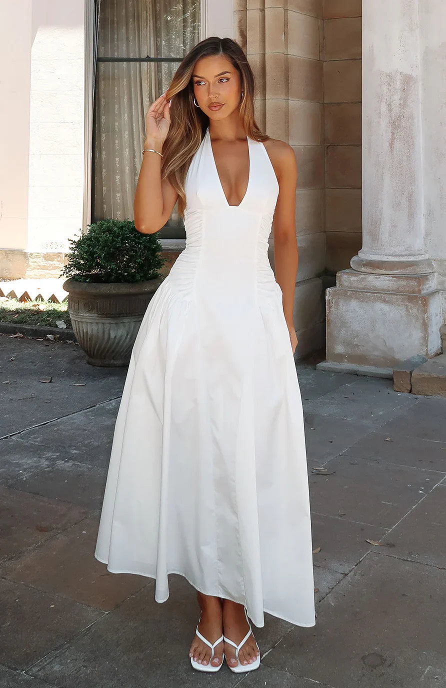 Tinsel Trouble Halter Midi Dress White