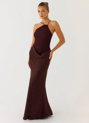 Pristin Cupro Maxi Dress - Cool Chocolate