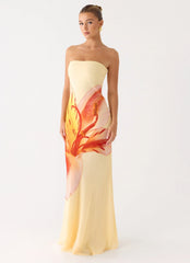 Ashwin Strapless Beaded Maxi Dress - Sunpetal Print